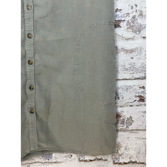 Adrienne Vittadini 100% linen button down sleeveless dress olive green size M - Picture 5 of 11